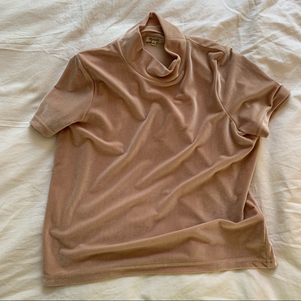 Madewell Short Sleeve Velvet Mockneck Top